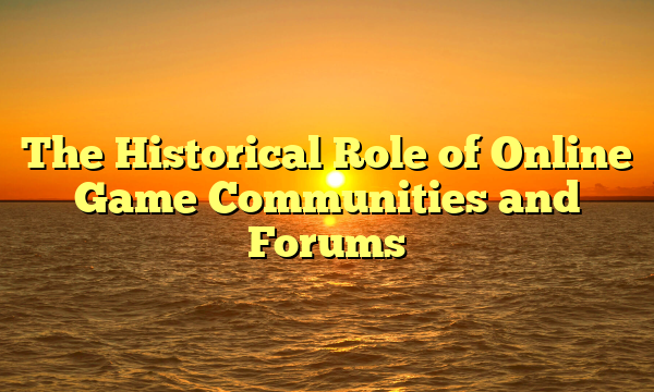 The Historical Role of Online Game Communities and Forums