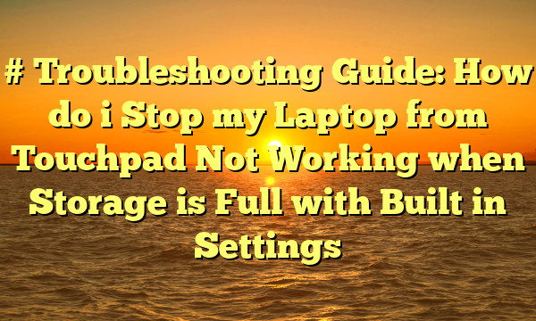 # Troubleshooting Guide: How do i Stop my Laptop from Touchpad Not Working when Storage is Full with Built in Settings