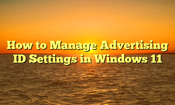 How to Manage Advertising ID Settings in Windows 11