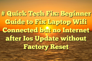 # Quick Tech Fix: Beginner Guide to Fix Laptop Wifi Connected but no Internet after Ios Update without Factory Reset
