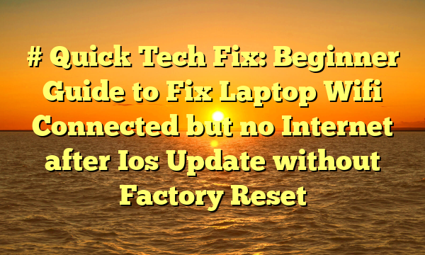 # Quick Tech Fix: Beginner Guide to Fix Laptop Wifi Connected but no Internet after Ios Update without Factory Reset