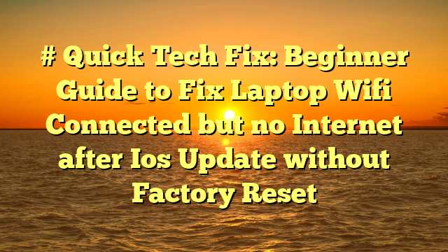 # Quick Tech Fix: Beginner Guide to Fix Laptop Wifi Connected but no Internet after Ios Update without Factory Reset