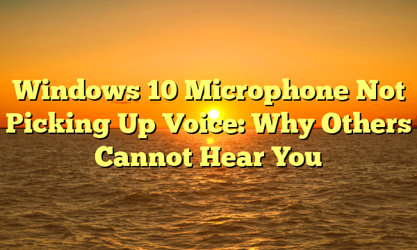 Windows 10 Microphone Not Picking Up Voice: Why Others Cannot Hear You