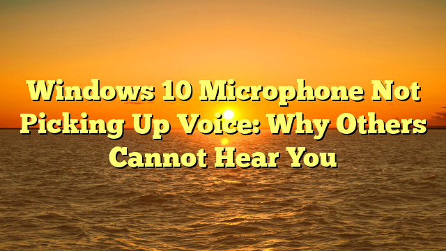 Windows 10 Microphone Not Picking Up Voice: Why Others Cannot Hear You